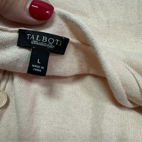 talbots sweater Cardigan w/ tank light dusty pink cotton blend sz L - Picture 9 of 11